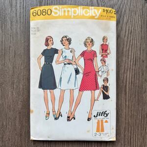 Vintage 1970s Simplicity 6080 Sewing Pattern Womens Size M Mini Dress COMPLETE